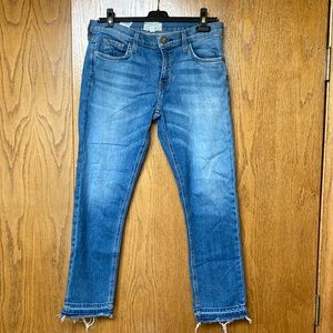 Current Elliott cropped fringe jeans med wash